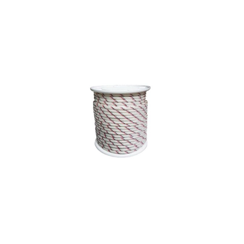 BOBINA CUERDA POLIES.TRENZADO 8MM 15MTS BLANCA