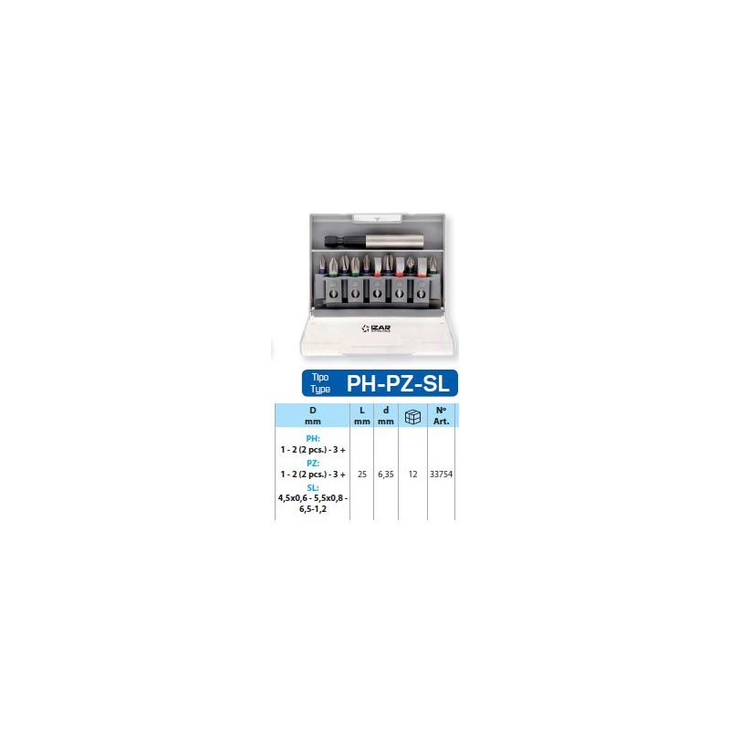 IZAR - JUEGO PUNTAS ATORNILLADOR IZAR PH-PZ-SL