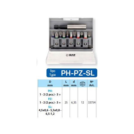 IZAR - JUEGO PUNTAS ATORNILLADOR IZAR PH-PZ-SL