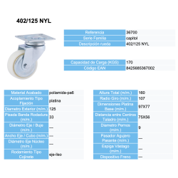 RUEDAS AFO - RUEDA AFO SERIE 402/125 NYL