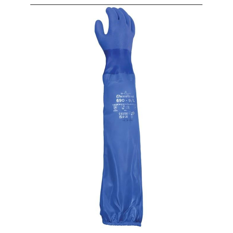 GUANTE PVC AZUL TRIPLE SHOWA690